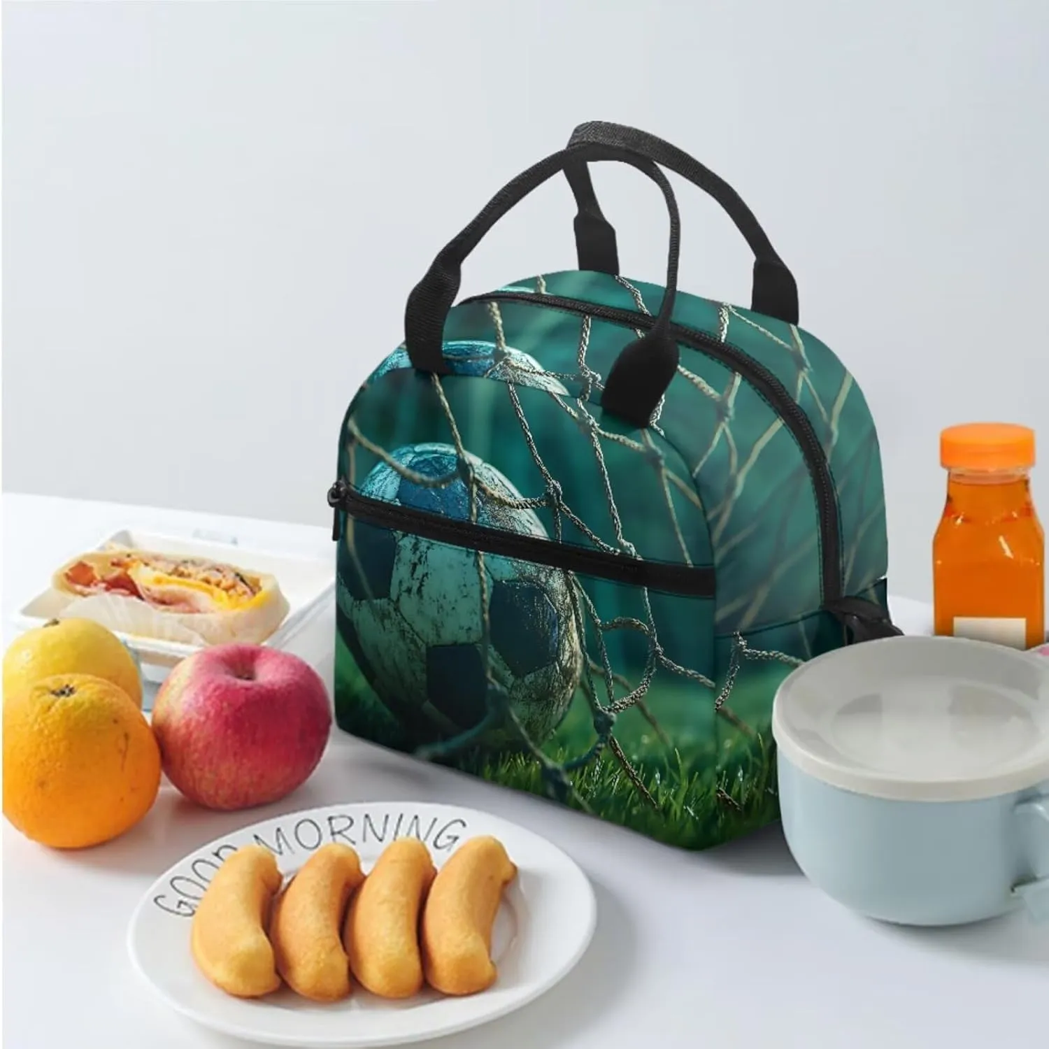 5th Grade School Bag with Lunchbox Cool Soccer Backpack with Lunch Box Kids Age 11 Lightweight Bookbag Set for Outdoor Classroom Ergonomic