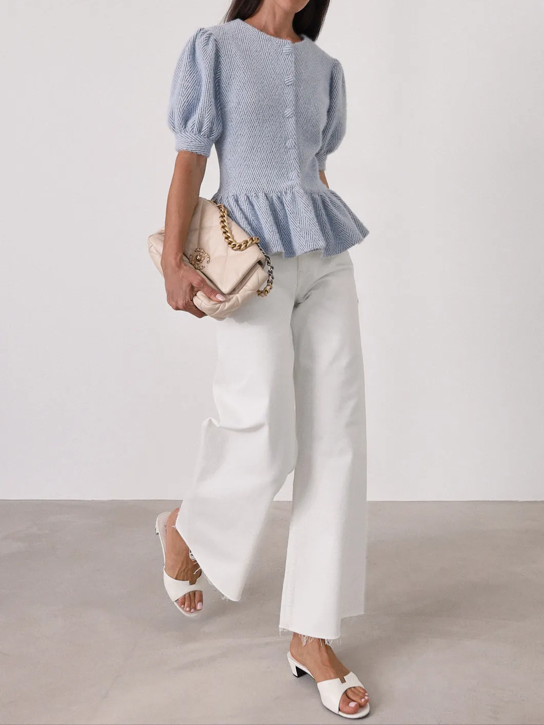 Adina Spring Day Elegance Cardigan | Navy/White