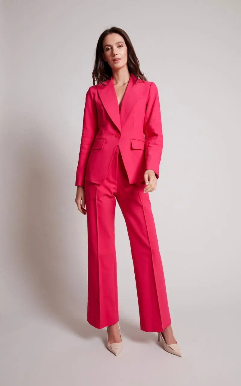 Adroit Atelier- Preston Straight Leg Stretch Trouser With Pin Tuck in Raspberry