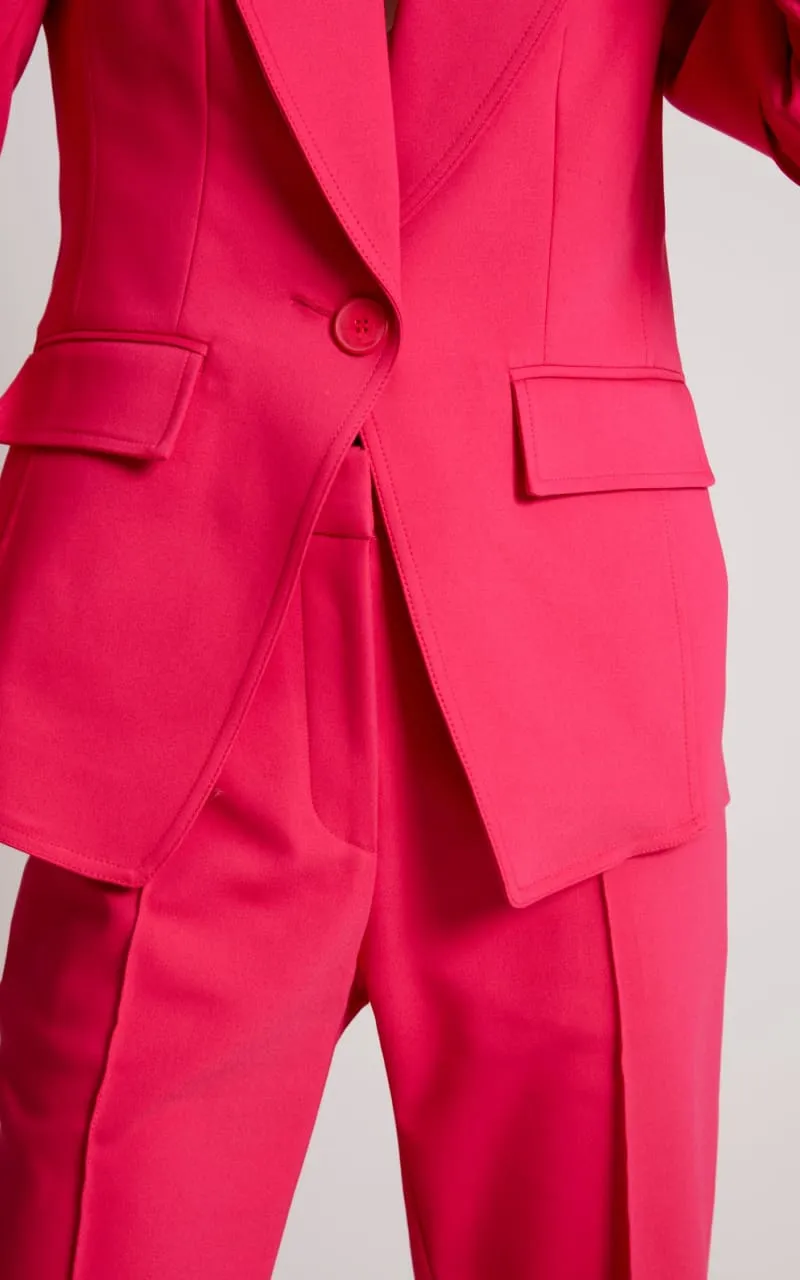 Adroit Atelier- Preston Straight Leg Stretch Trouser With Pin Tuck in Raspberry