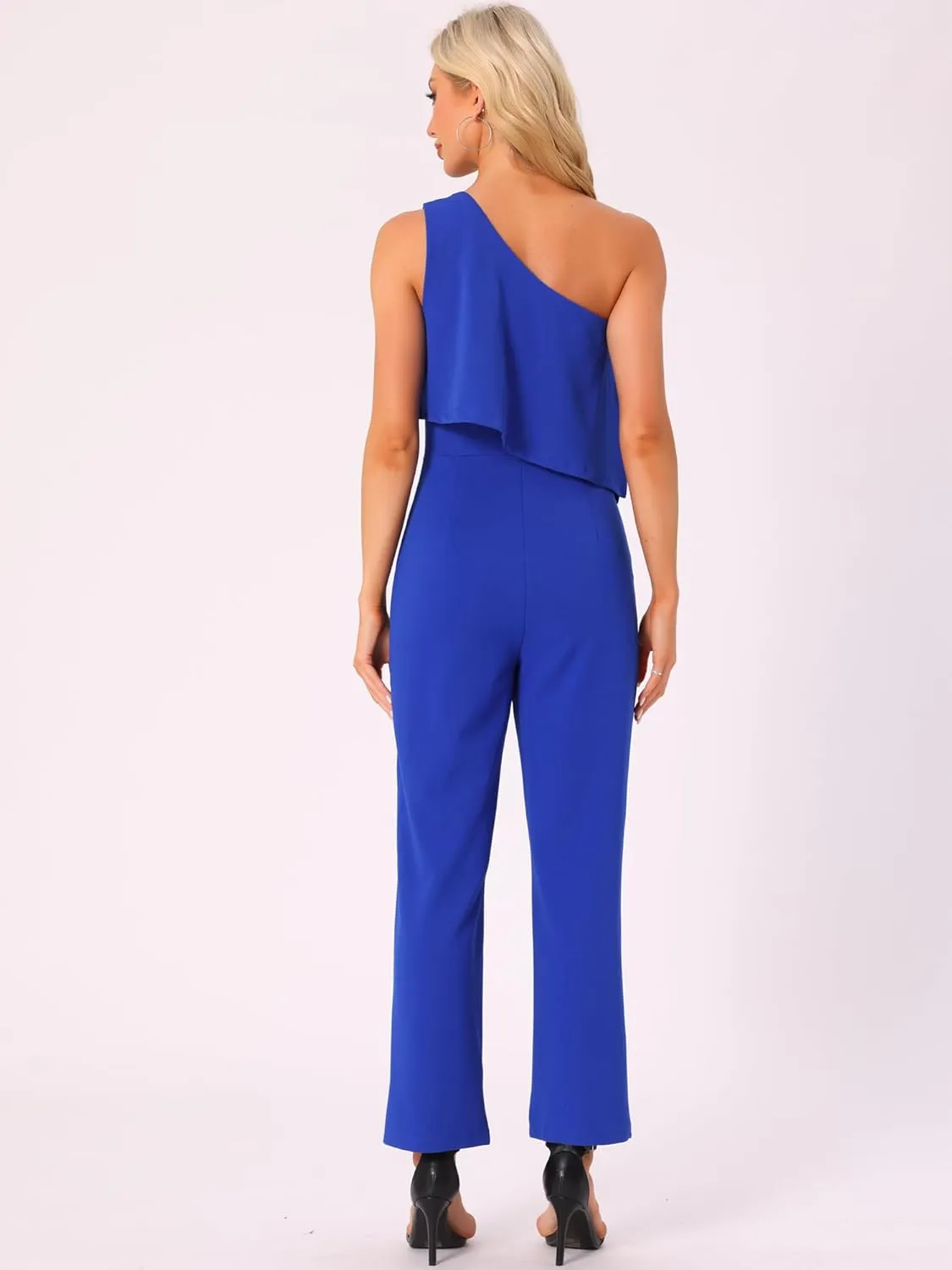 Allegra K Formal Romper for Women's Layer One Shoulder Dressy Jumpsuits