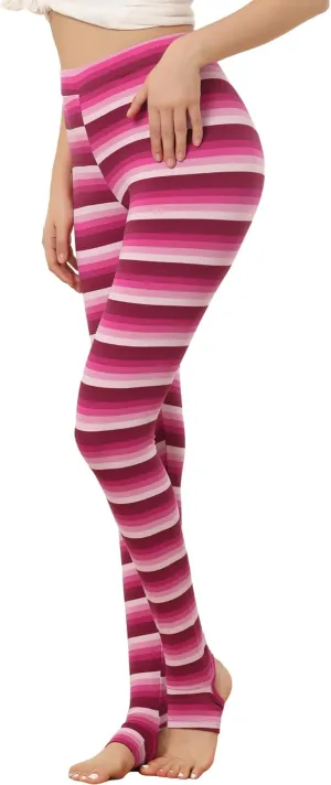 Allegra K Women's Leggings Printed High Waist Elastic Waistband Party Yoga Stirrup Pants