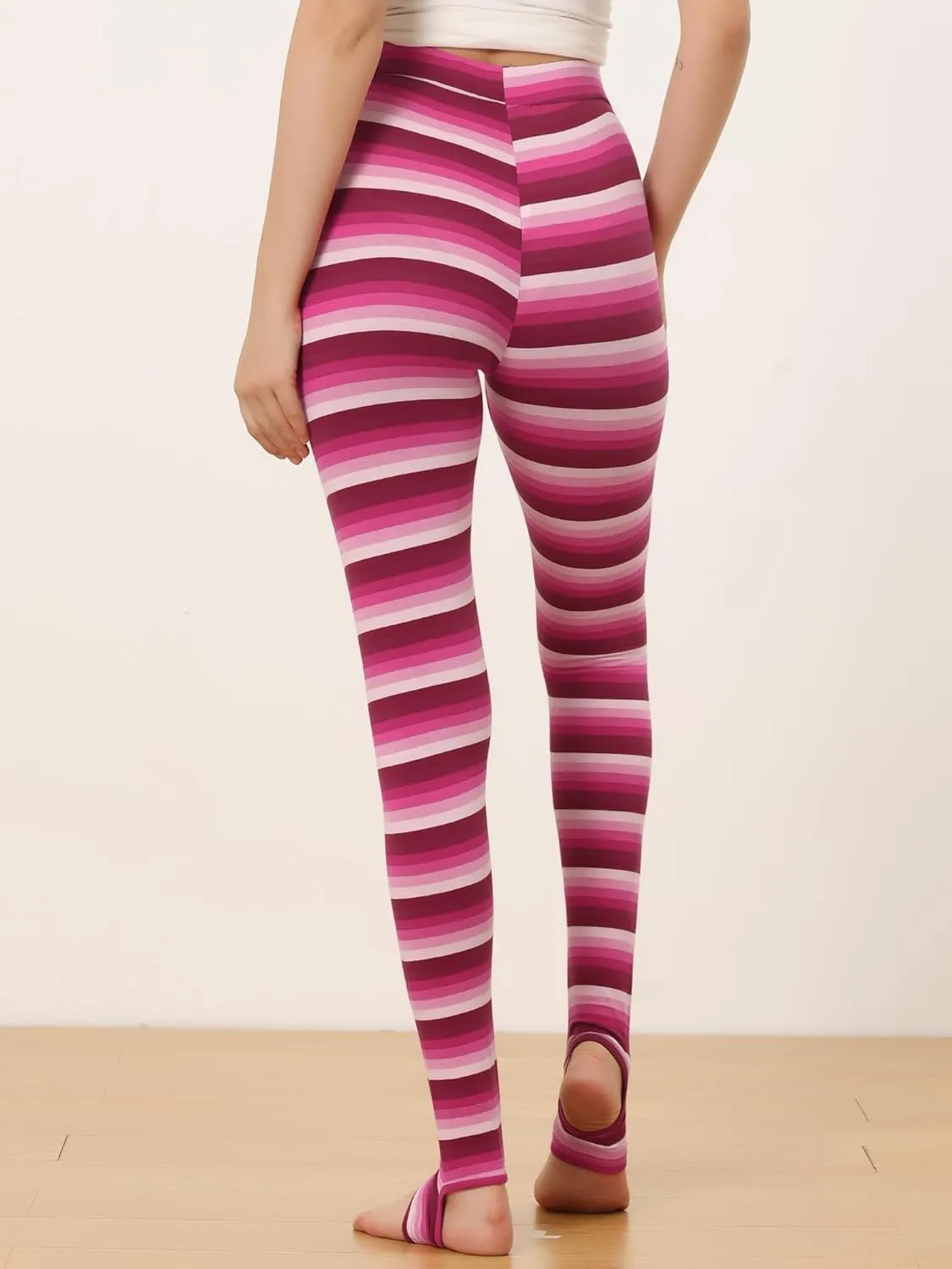 Allegra K Women's Leggings Printed High Waist Elastic Waistband Party Yoga Stirrup Pants