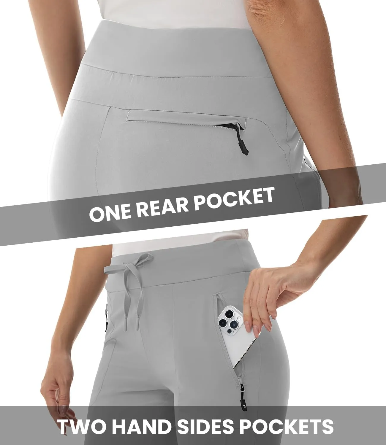 BASUDAM Women's Athletic Pants Quick Dry Lightweight Zipper Pockets Adjustable Ankle Outdoor Sports Hiking Running Jogging