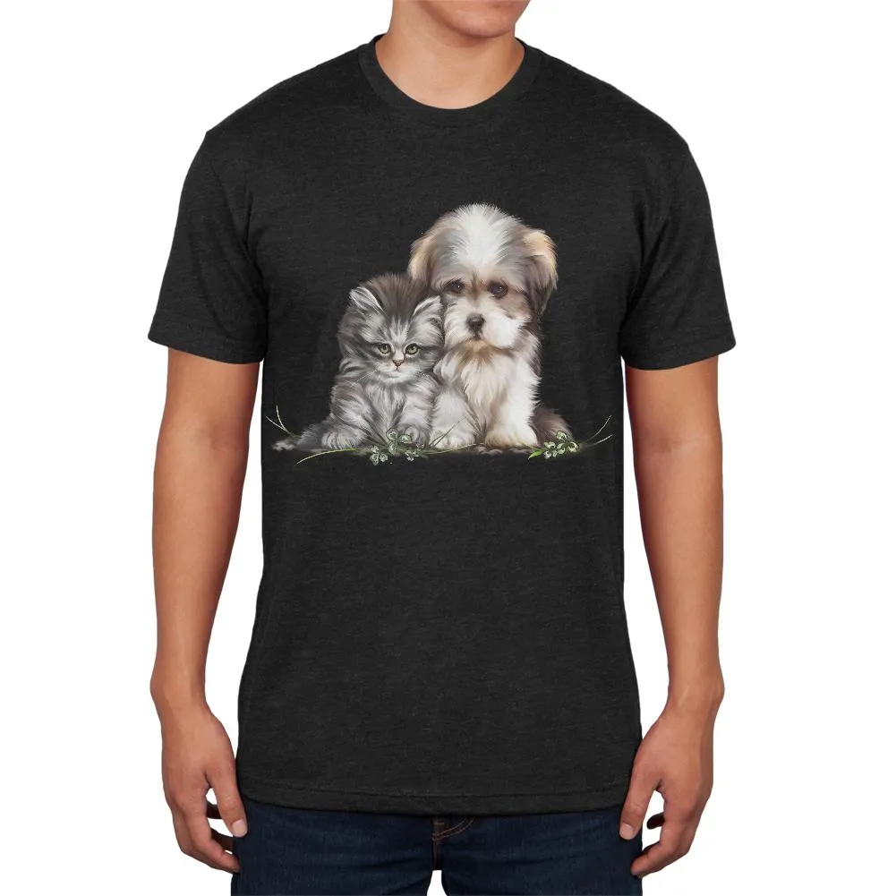 Best Friends Puppy and Kitten Mens Soft T Shirt