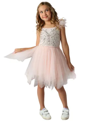 Blush Pixie Dress with Sequin Butterfly Top and Tulle Skirt, Sizes 18M-10