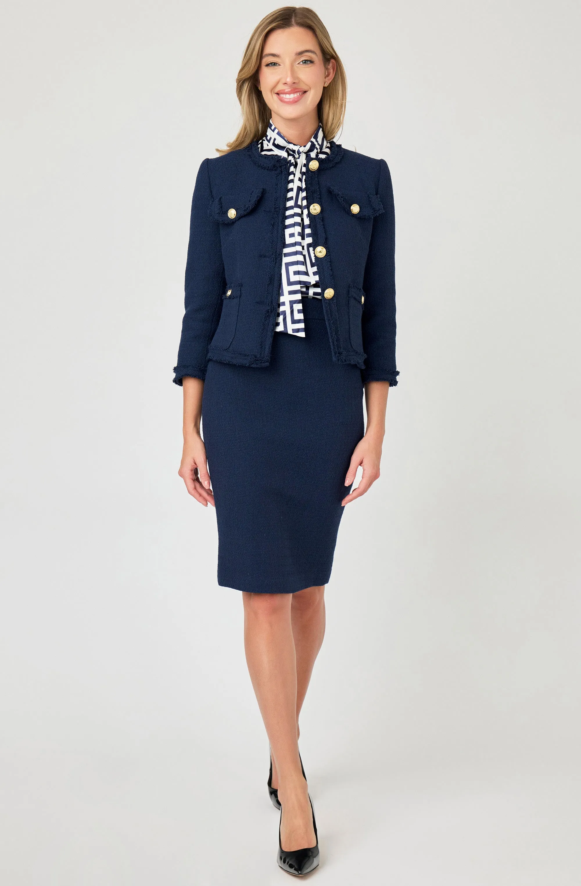 Boucl Jacket with 8 Gold Buttons