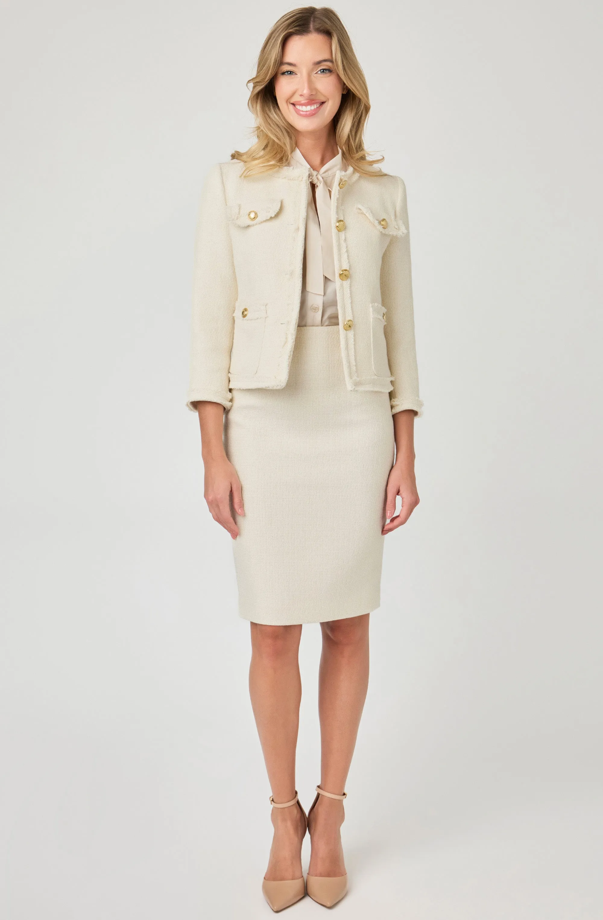 Boucl Jacket with 8 Gold Buttons