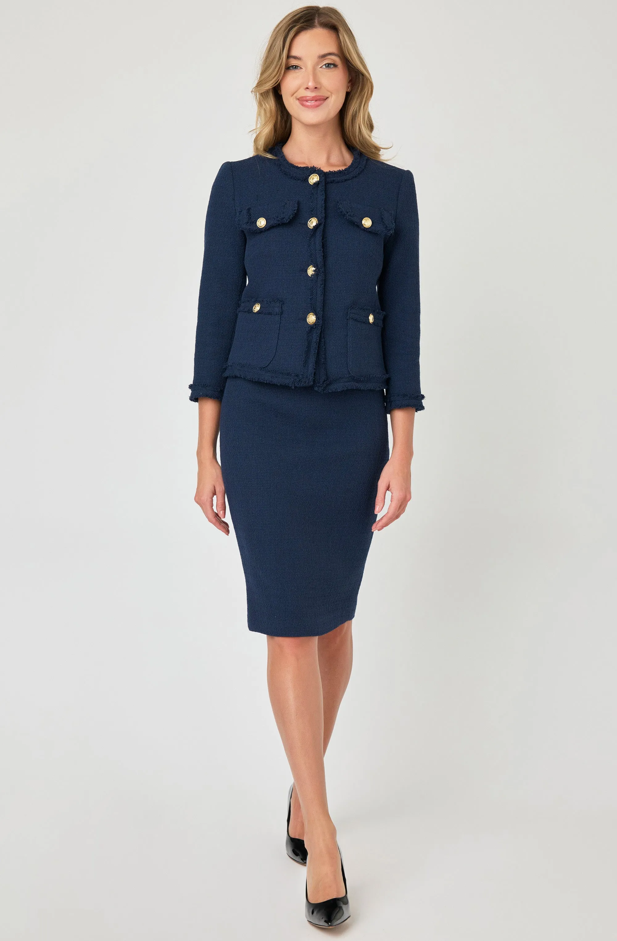 Boucl Jacket with 8 Gold Buttons