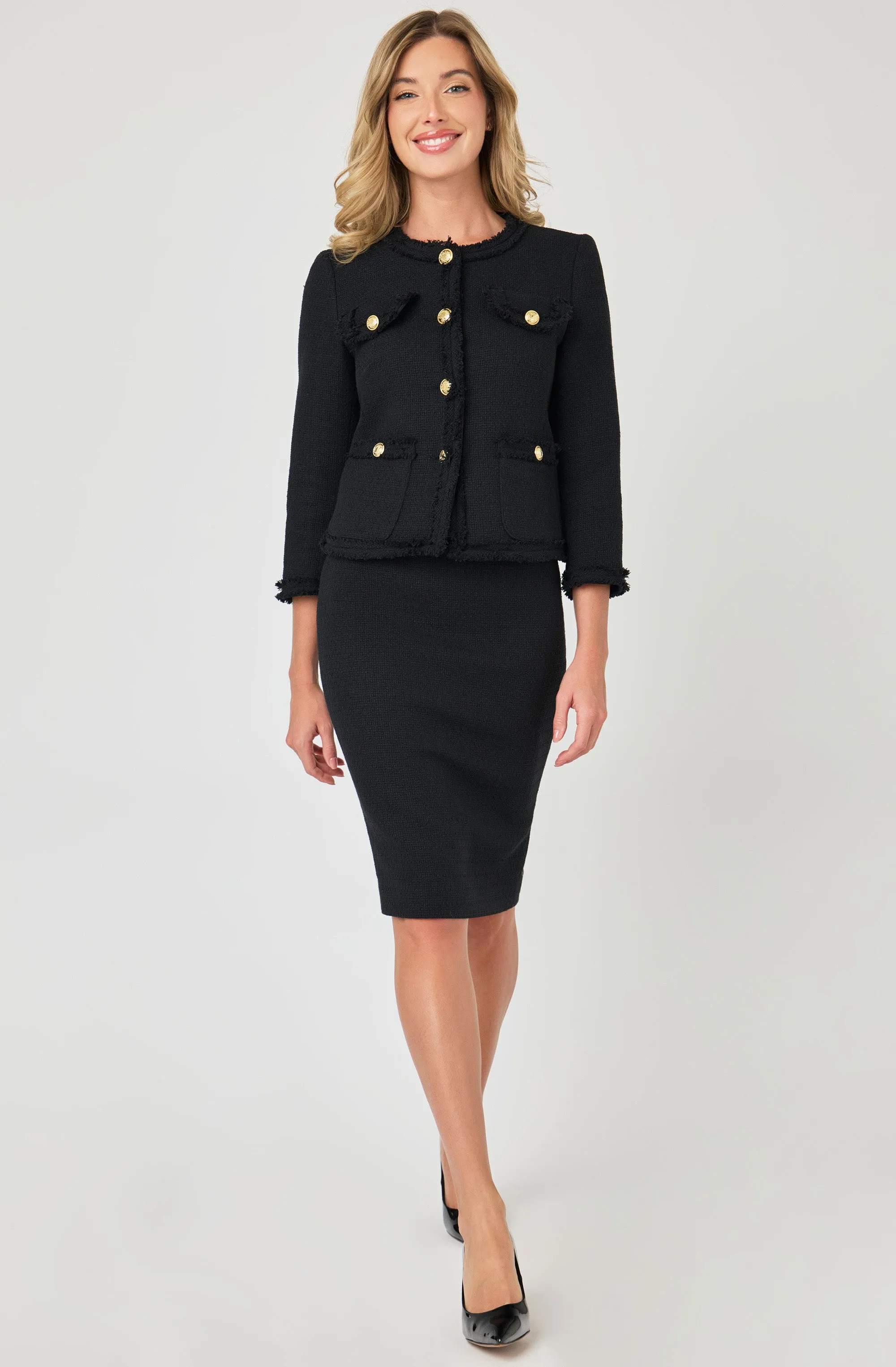 Boucl Jacket with 8 Gold Buttons