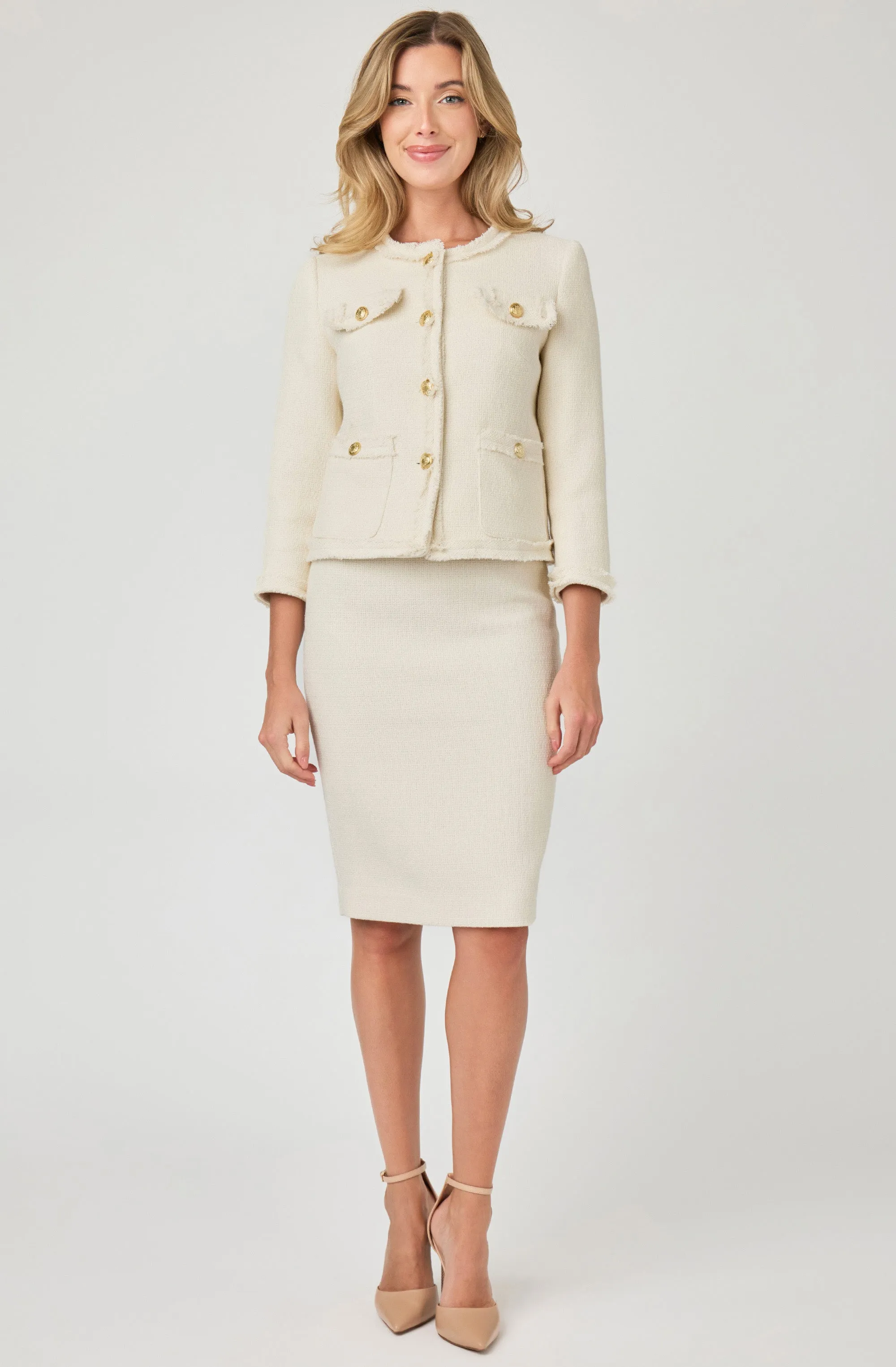 Boucl Jacket with 8 Gold Buttons