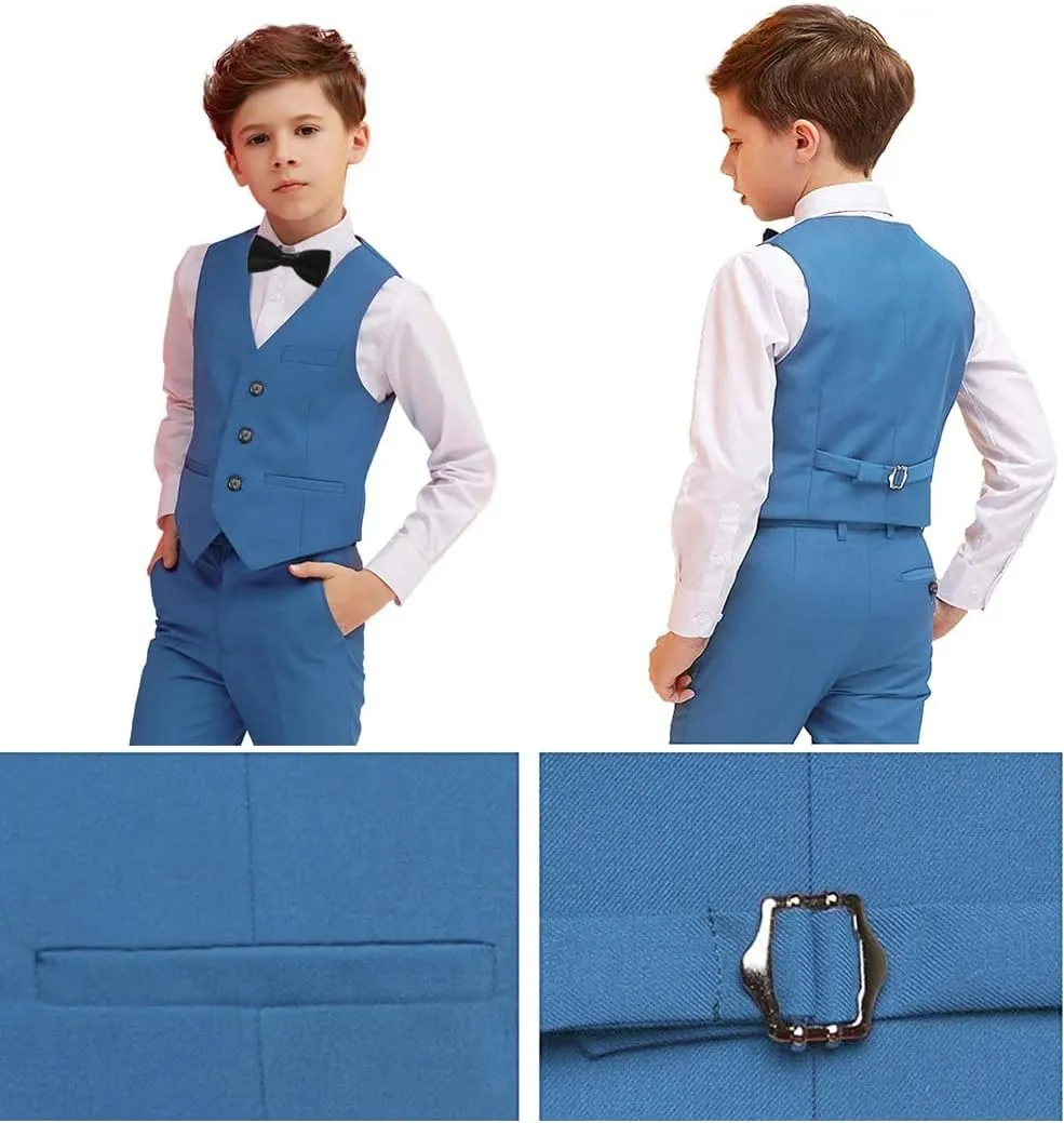 Boy Suits 5 Piece Slim Fit Suit for Kids Toddler Formal Set Wedding Ring Bearer Outfit