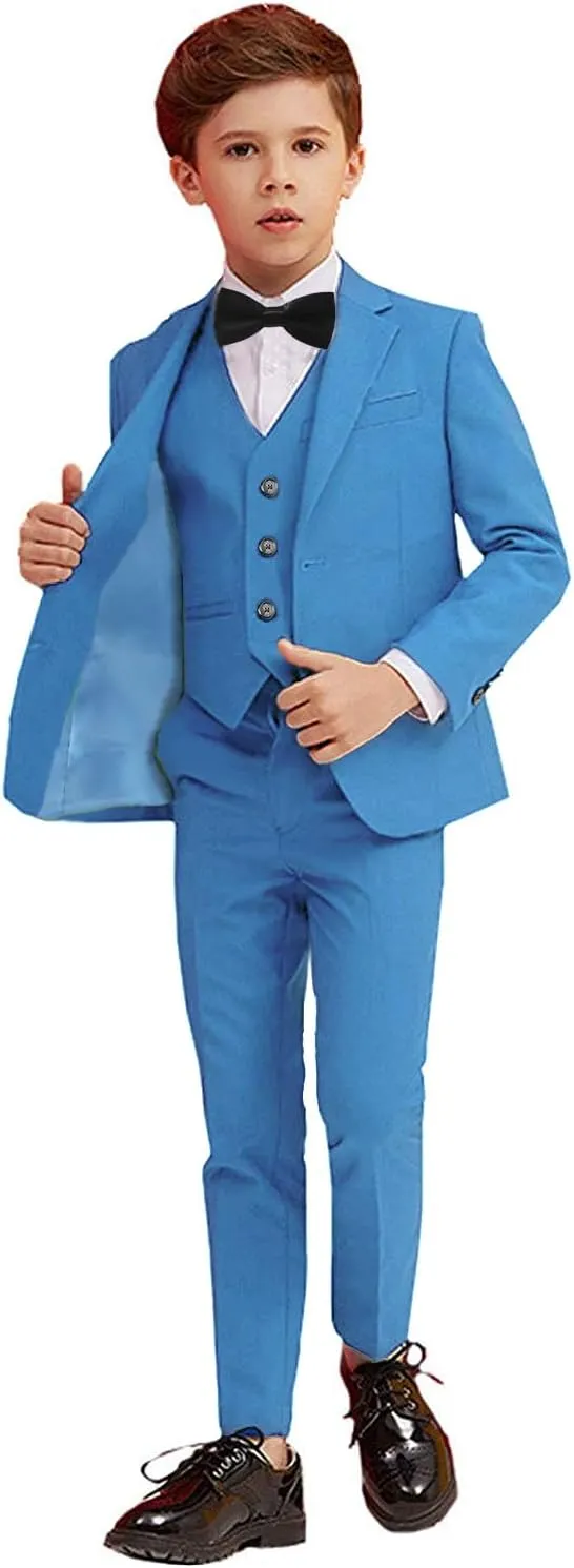 Boy Suits 5 Piece Slim Fit Suit for Kids Toddler Formal Set Wedding Ring Bearer Outfit