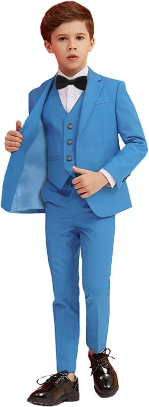 Boy Suits 5 Piece Slim Fit Suit for Kids Toddler Formal Set Wedding Ring Bearer Outfit