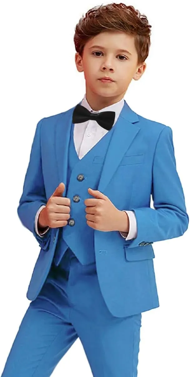 Boy Suits 5 Piece Slim Fit Suit for Kids Toddler Formal Set Wedding Ring Bearer Outfit