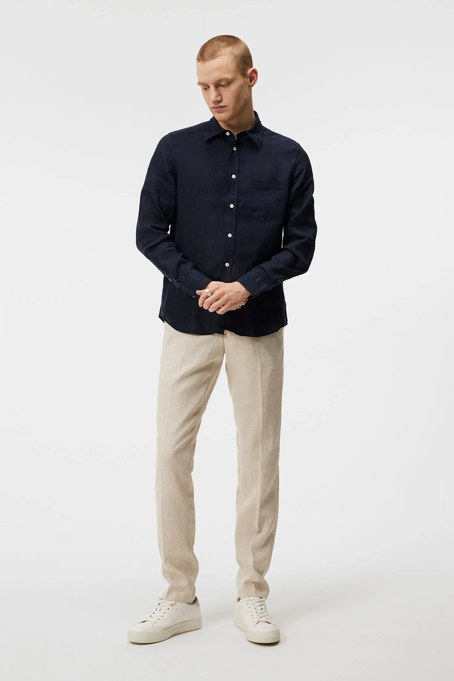 Clean Linen Slim Shirt / JL Navy