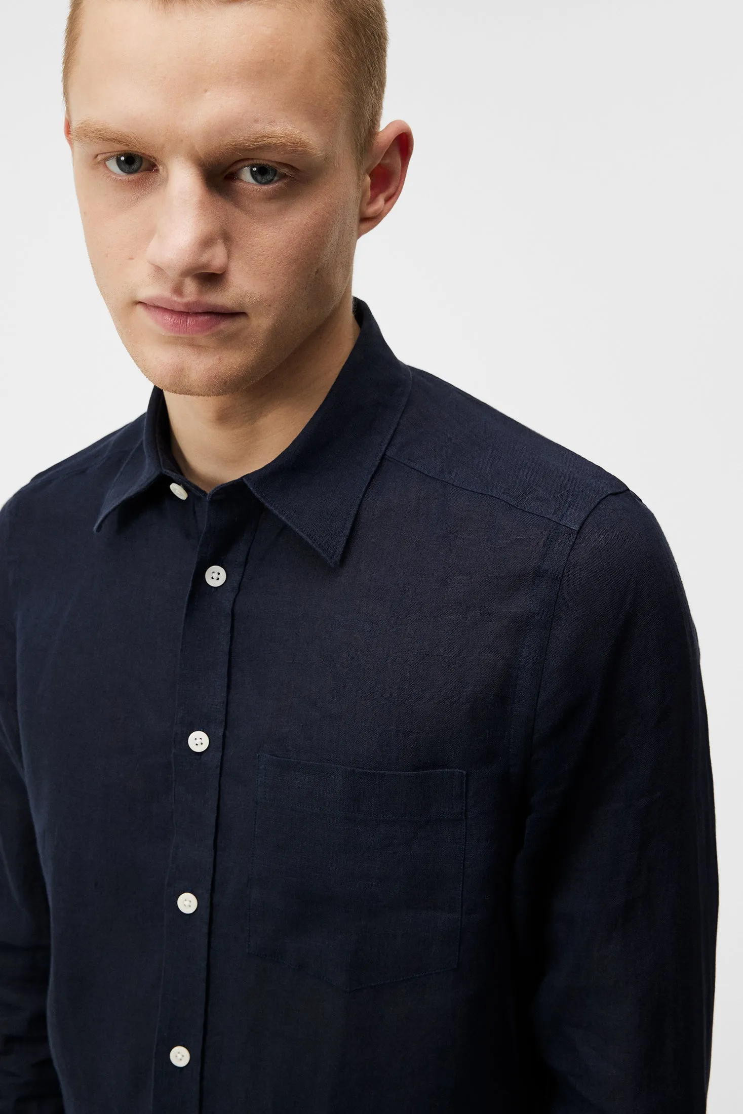 Clean Linen Slim Shirt / JL Navy