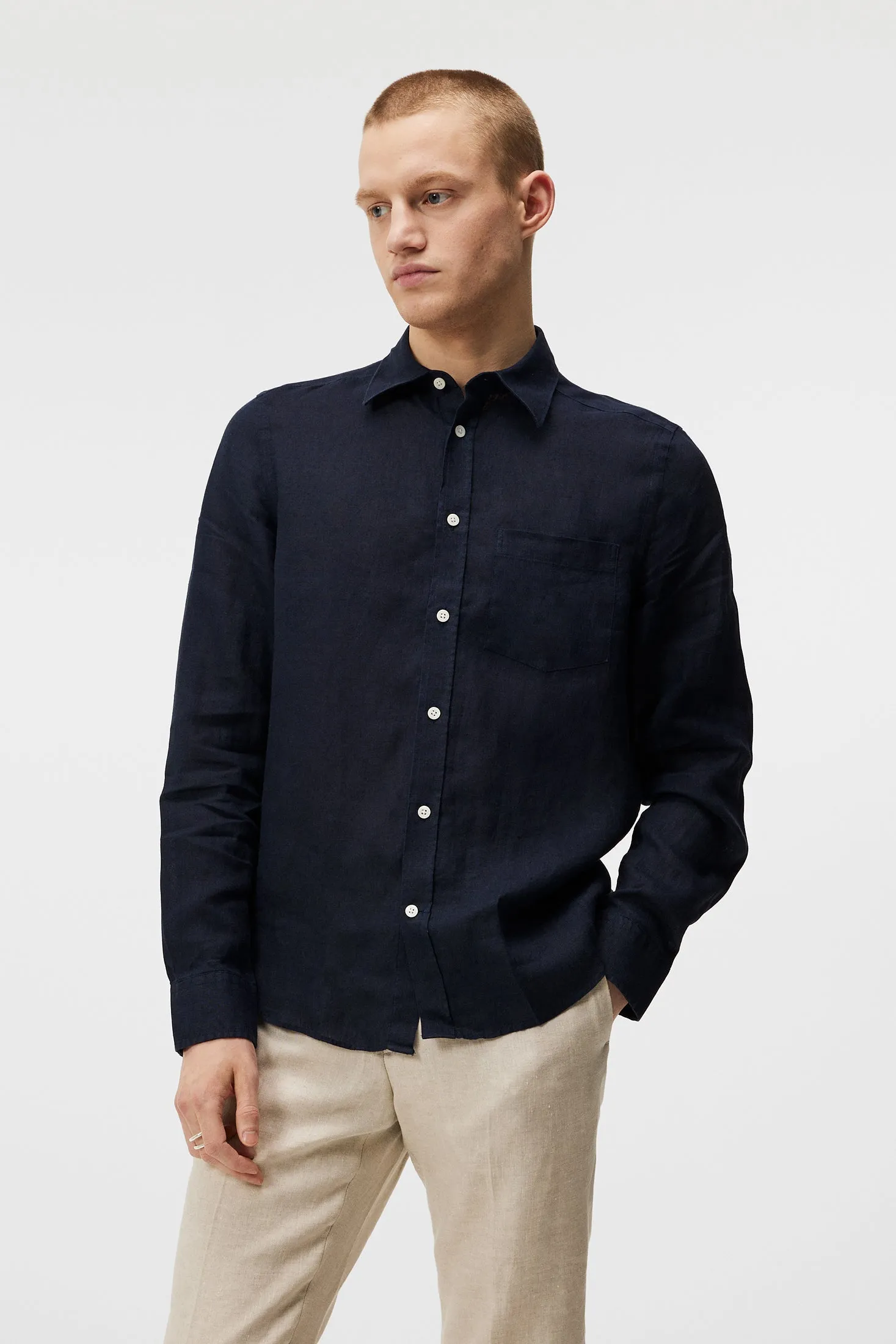 Clean Linen Slim Shirt / JL Navy