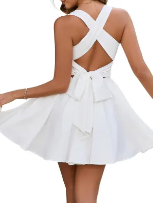 Colysmo Summer Casual Mini Dress A Line Flowy Ruffle Square Neck Smocked Beach Vacation Short Sundress for Women 2025