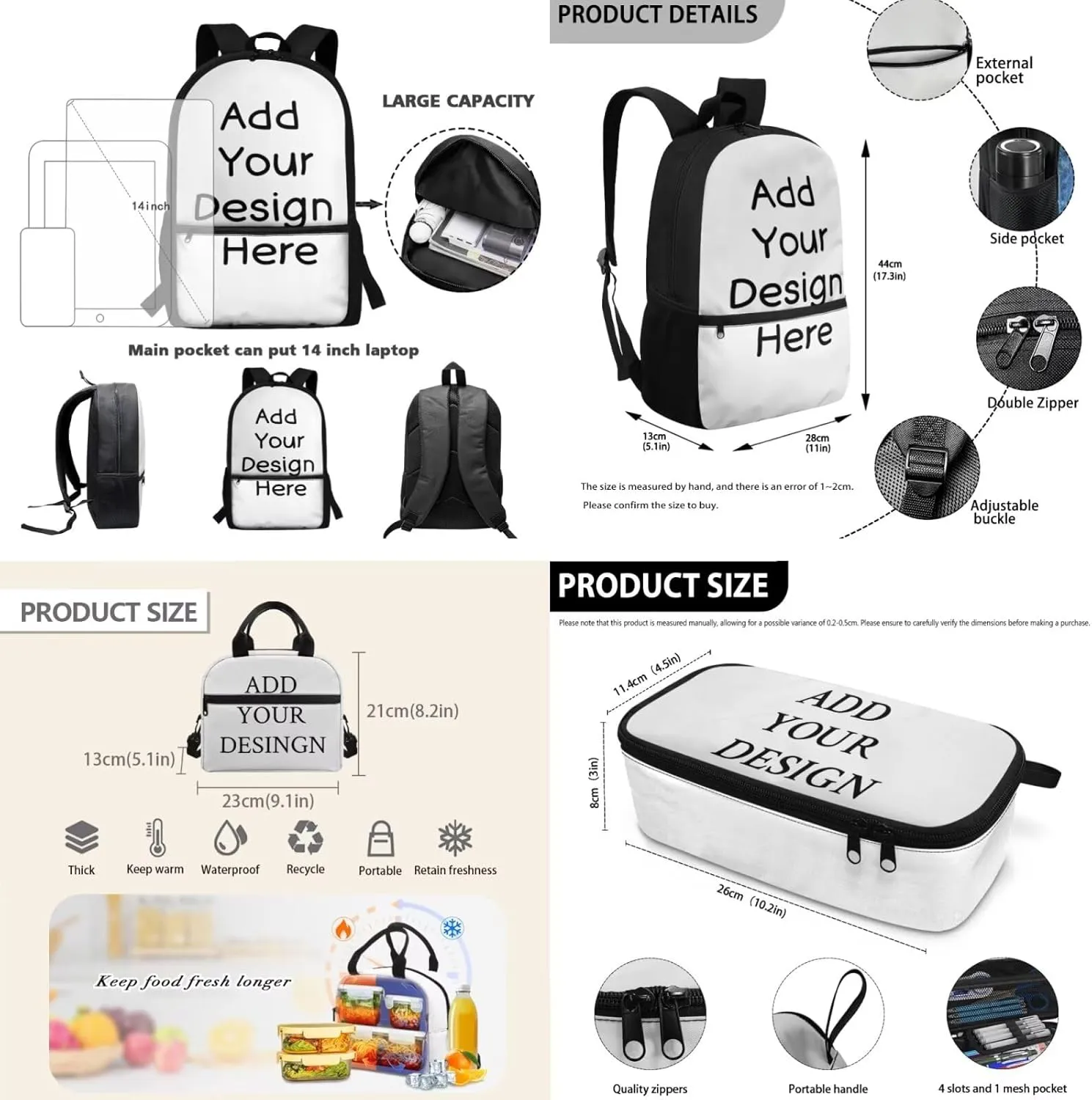 Customizable 3-Piece Backpack Set for Boys with Lunch Box and Pencil Case Lightweight School Bookbag for Kindergarten Elementary Kids Age 6-8 (Personalized Name)
