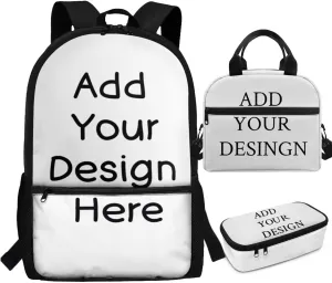 Customizable 3-Piece Backpack Set for Boys with Lunch Box and Pencil Case Lightweight School Bookbag for Kindergarten Elementary Kids Age 6-8 (Personalized Name)