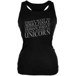 Don't Adult Today Just Unicorn Black Juniors Soft Tank Top