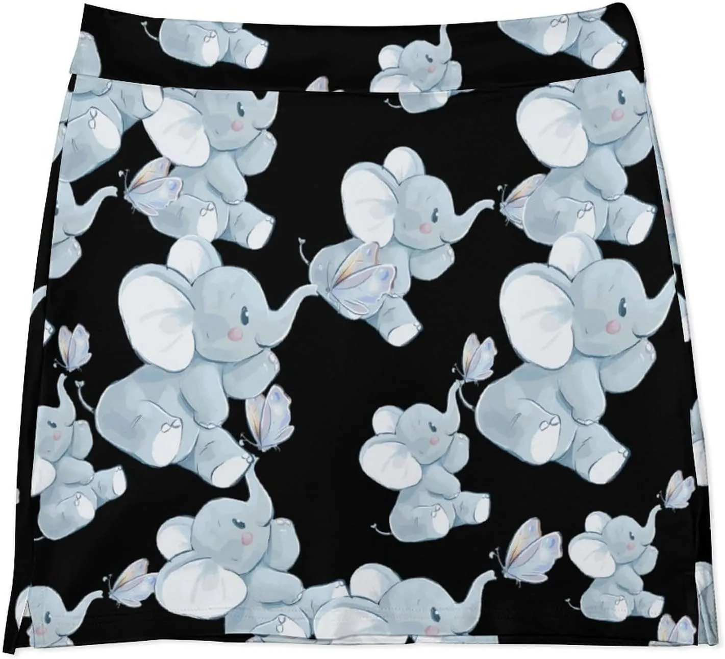 Elephant with A Butterfly Women's Skort Athletic Skirt Golf Skorts A-line Skirts with Built-in Shorts Pockets