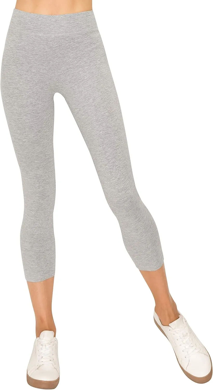 EttelLut Cotton Spandex Basic Leggings Pants-Jersey Full/Capri Regular/Plus Size