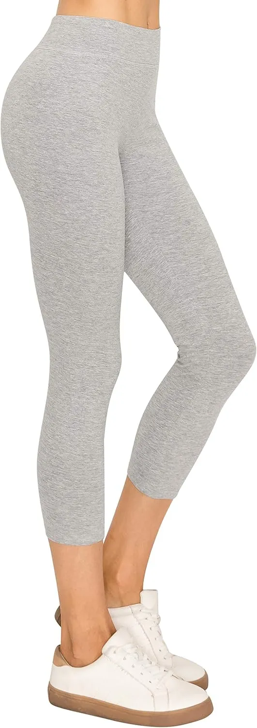 EttelLut Cotton Spandex Basic Leggings Pants-Jersey Full/Capri Regular/Plus Size