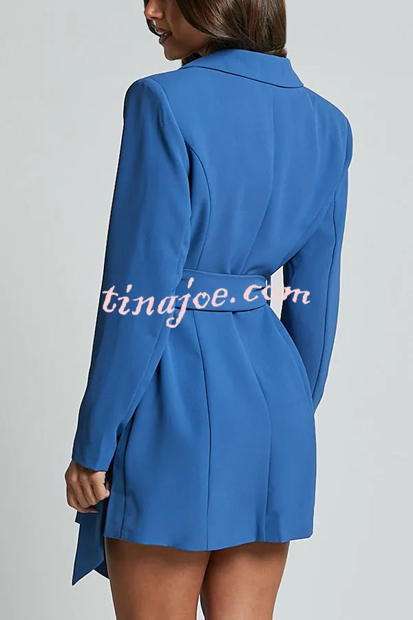 Fashion Pioneer Solid Color Lapel Long Sleeve Lace-up Blazer