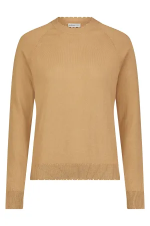 Fine Cotton Cashmere Distressed LS Crew Neck