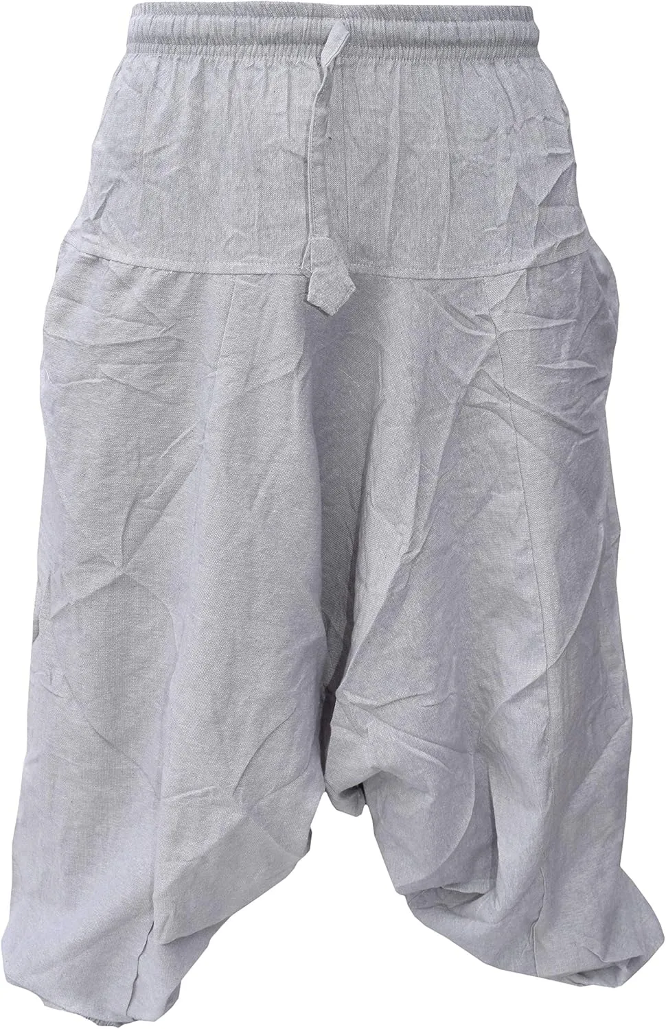 Gheri Men's Cotton Hemp Harem Aladdin Genie Wide Crotch Ninja Pants Trousers