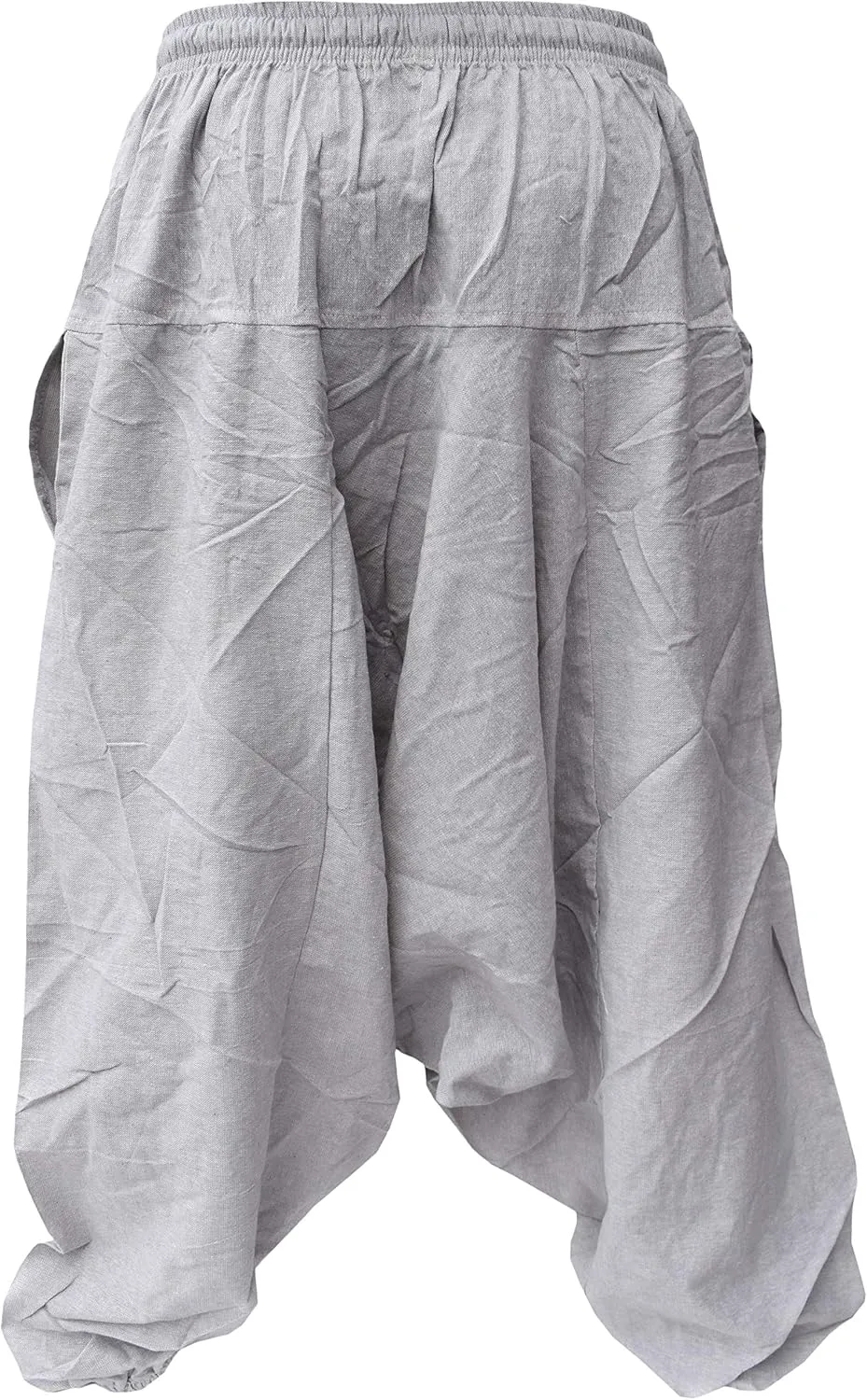 Gheri Men's Cotton Hemp Harem Aladdin Genie Wide Crotch Ninja Pants Trousers