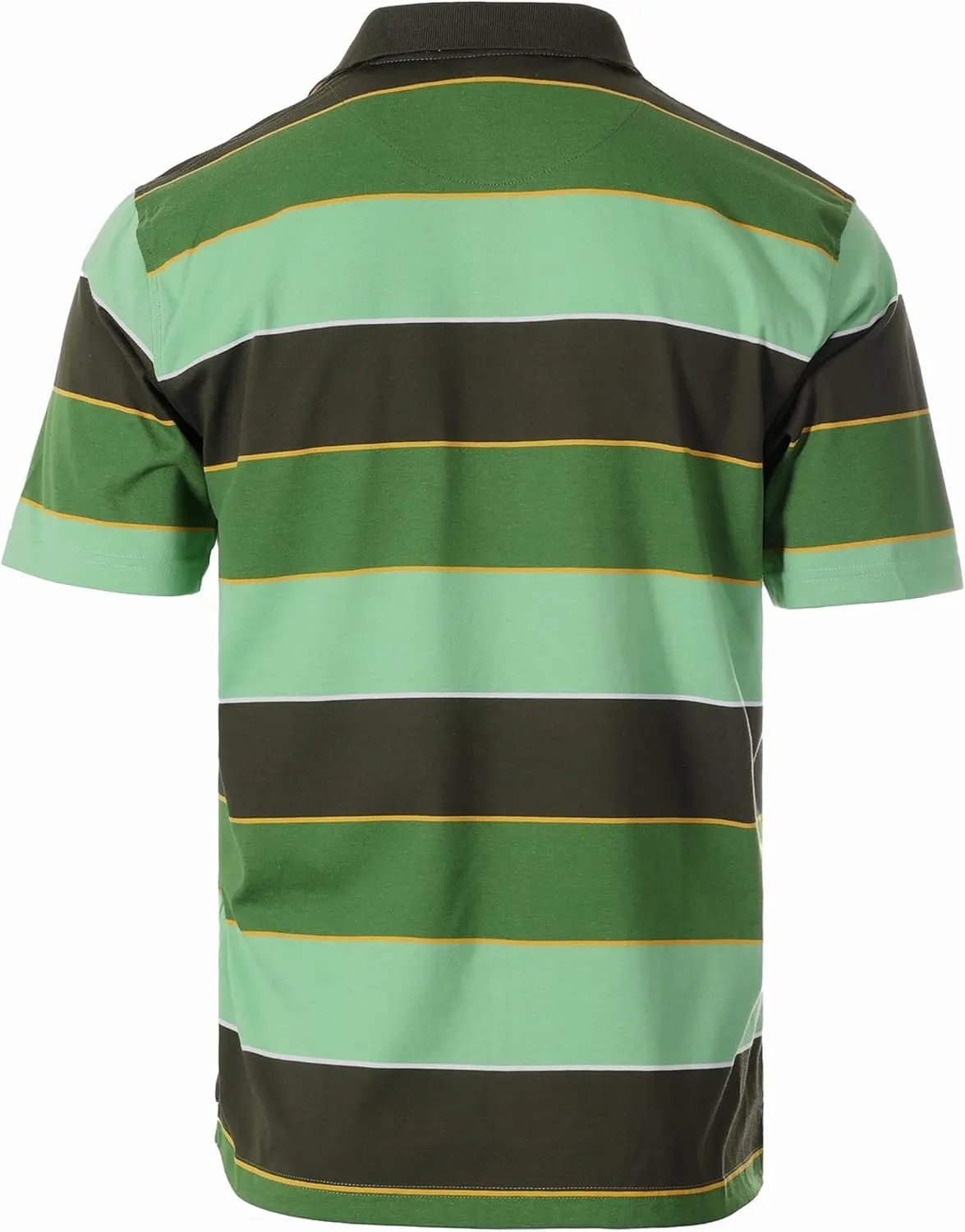 Gioberti Mens Slim Fit Wide Striped Polo Shirt with Pocket - Contrasting Collar Short Sleeve Yarn Dye