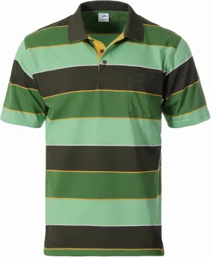 Gioberti Mens Slim Fit Wide Striped Polo Shirt with Pocket - Contrasting Collar Short Sleeve Yarn Dye