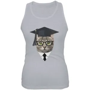 Graduation Funny Cat Heather Grey Juniors Soft Tank Top