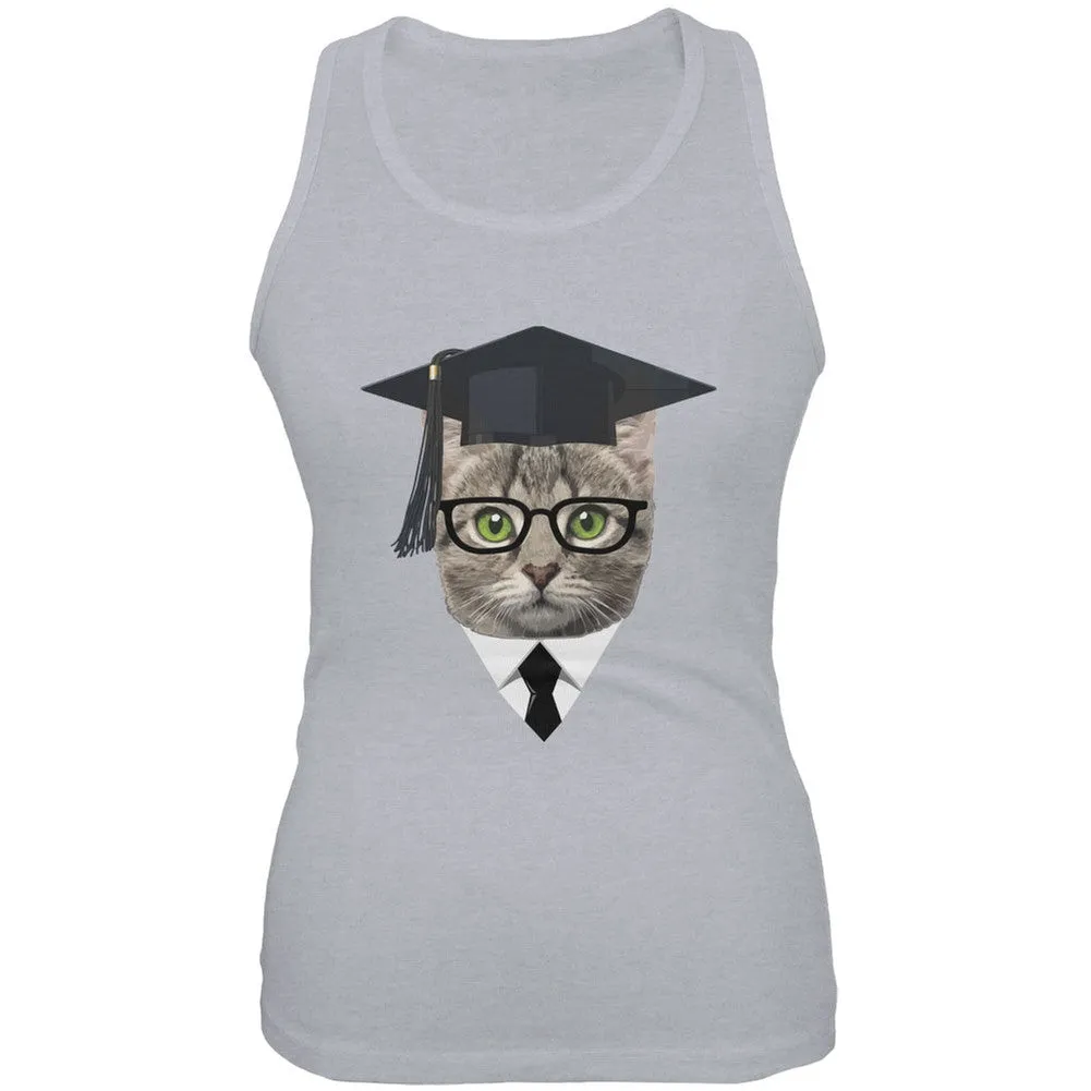 Graduation Funny Cat Heather Grey Juniors Soft Tank Top