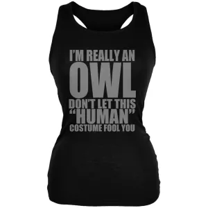 Halloween Human Owl Costume Black Juniors Soft Tank Top