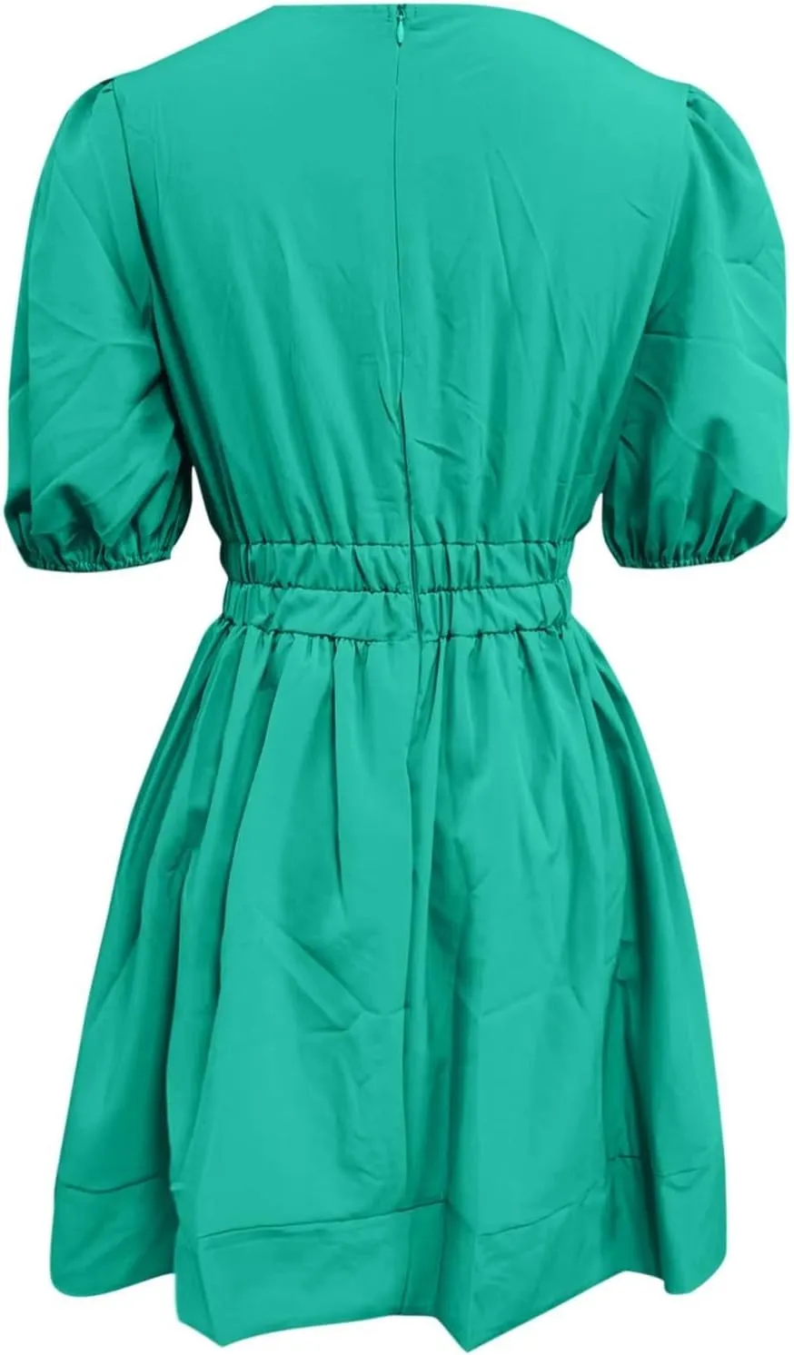 HGps8w Womens Puff Sleeve Cute A-Line Mini Dress Sexy Deep V Neck High Waisted Ruffle Short Dress Party Club Dresses