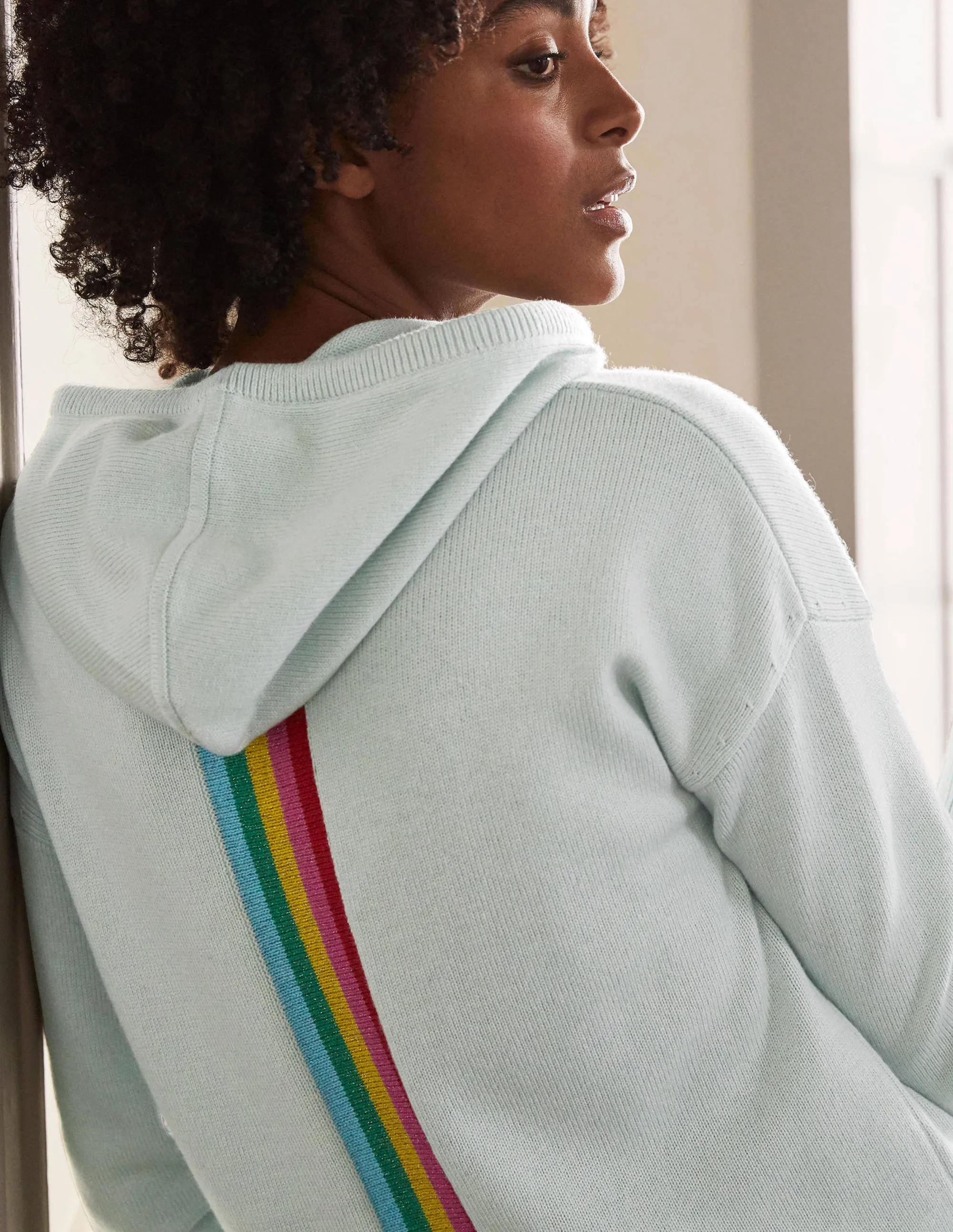 Knitted Relaxed Hoodie-Fresh Water