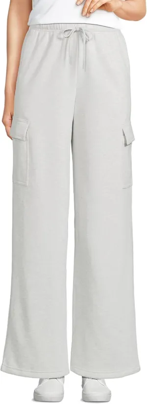 Lands' End Women's Serious Sweats High Rise Wide Leg Cargo Pants