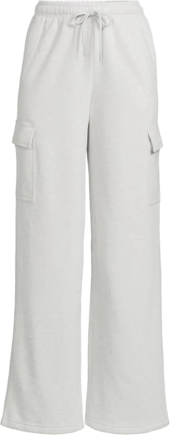 Lands' End Women's Serious Sweats High Rise Wide Leg Cargo Pants