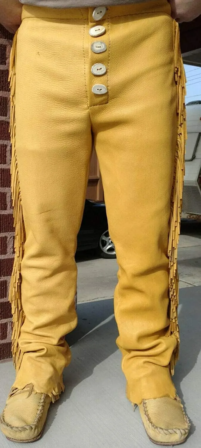Leather Pants for Men Cowboy Western Traditional Native Casual Fashion Gay Pant