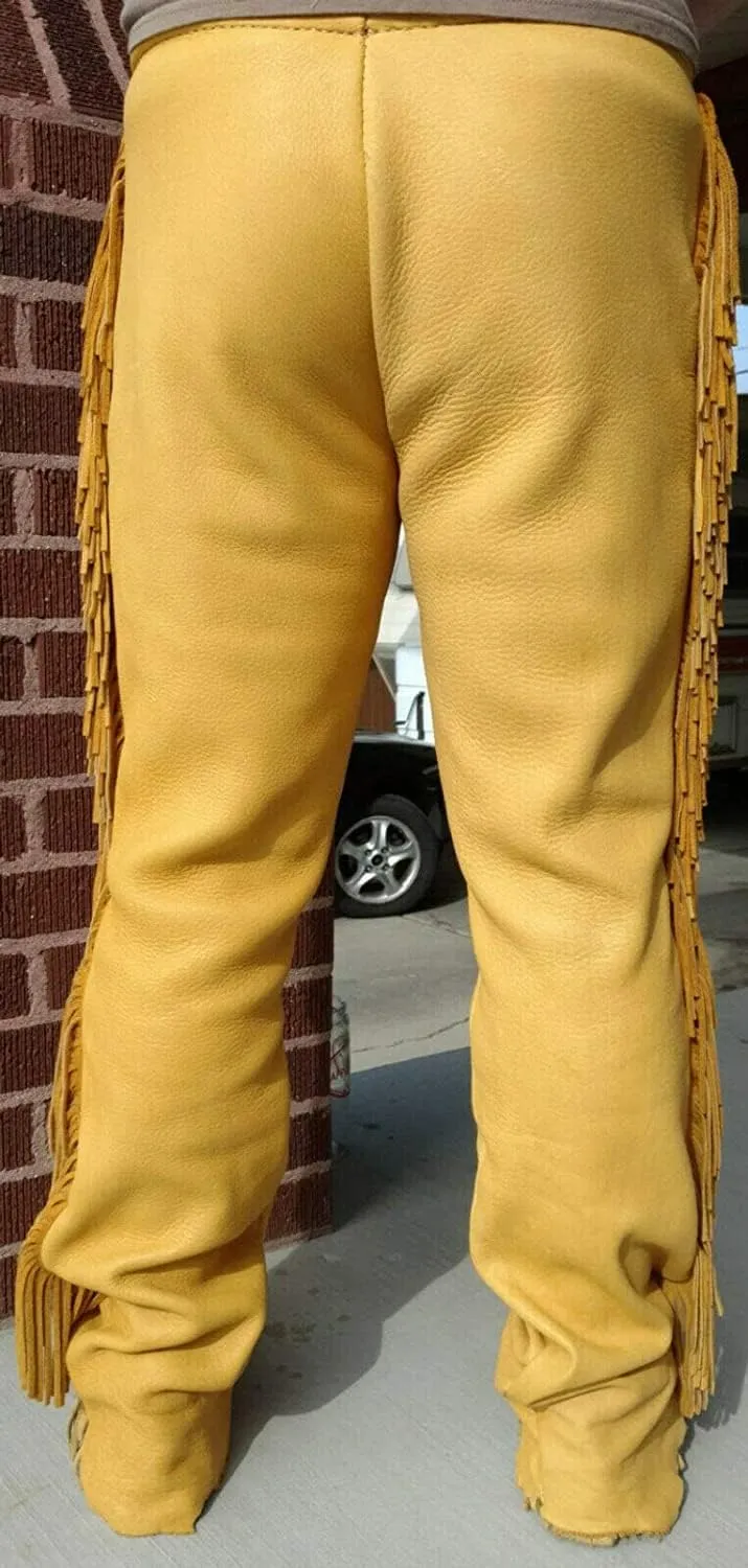Leather Pants for Men Cowboy Western Traditional Native Casual Fashion Gay Pant