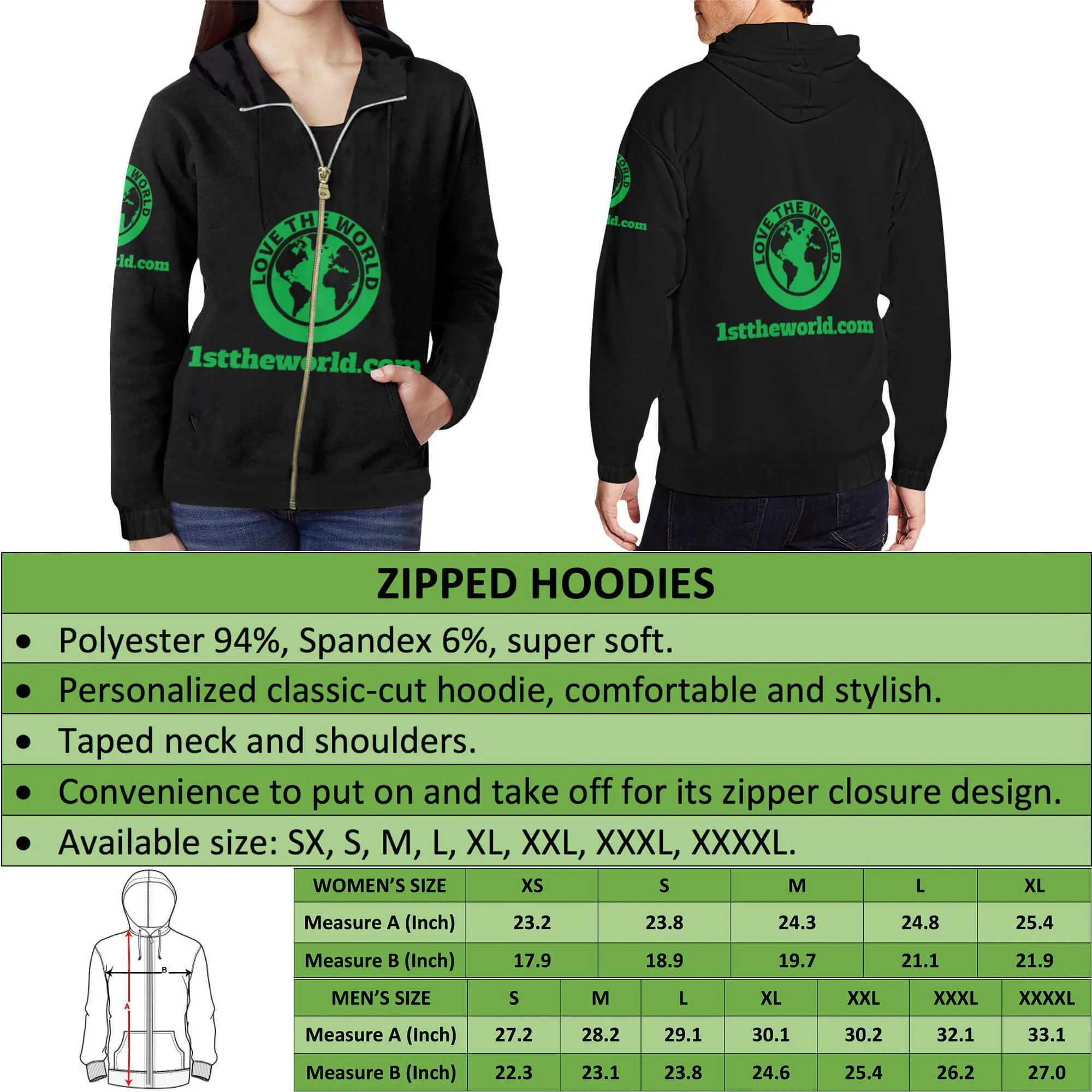 (Lietuva) Lithuania Special Zipper Hoodie A7