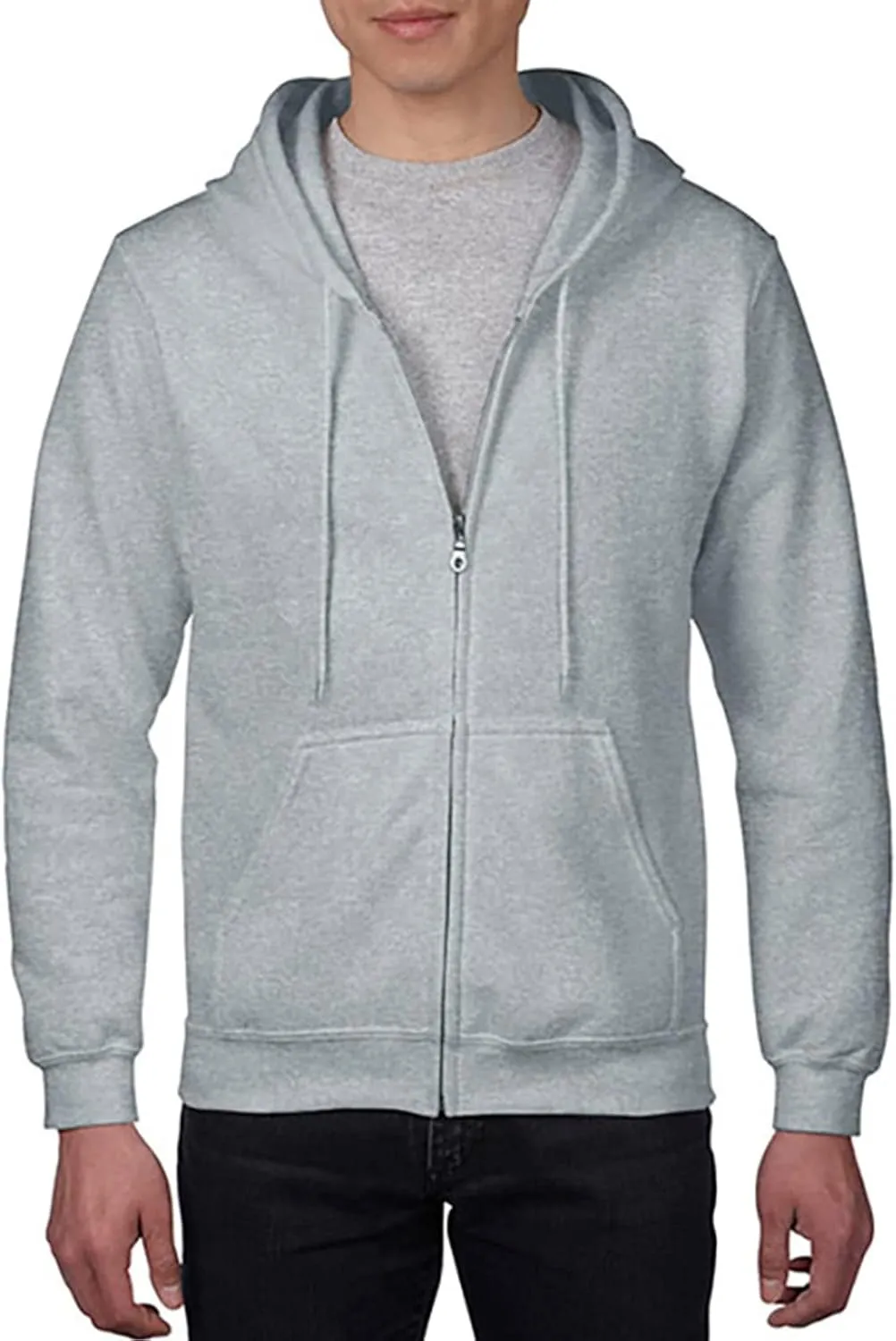 Maiyifu-GJ Fleece Zipper Hoodies for Men Solid Color Full Zip Hooded Sweatshirt Slim Fit Sweatshirts With Kanga Pocket