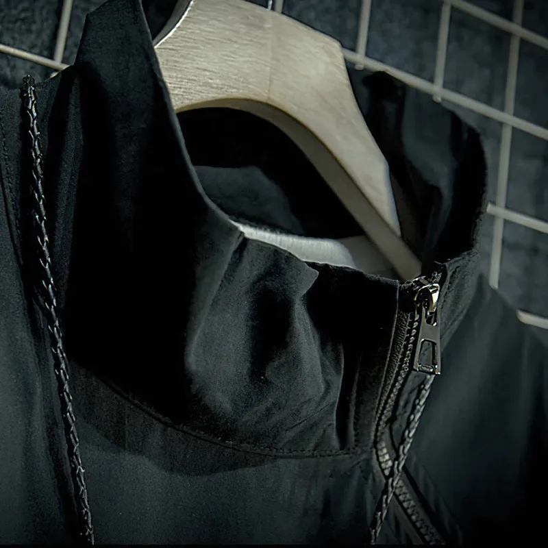 Male Patchwork Stand Collar Jackets with Multi-Pocket / Zipper Loose Outdoor Clothes
