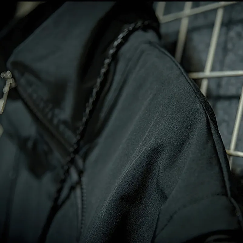 Male Patchwork Stand Collar Jackets with Multi-Pocket / Zipper Loose Outdoor Clothes