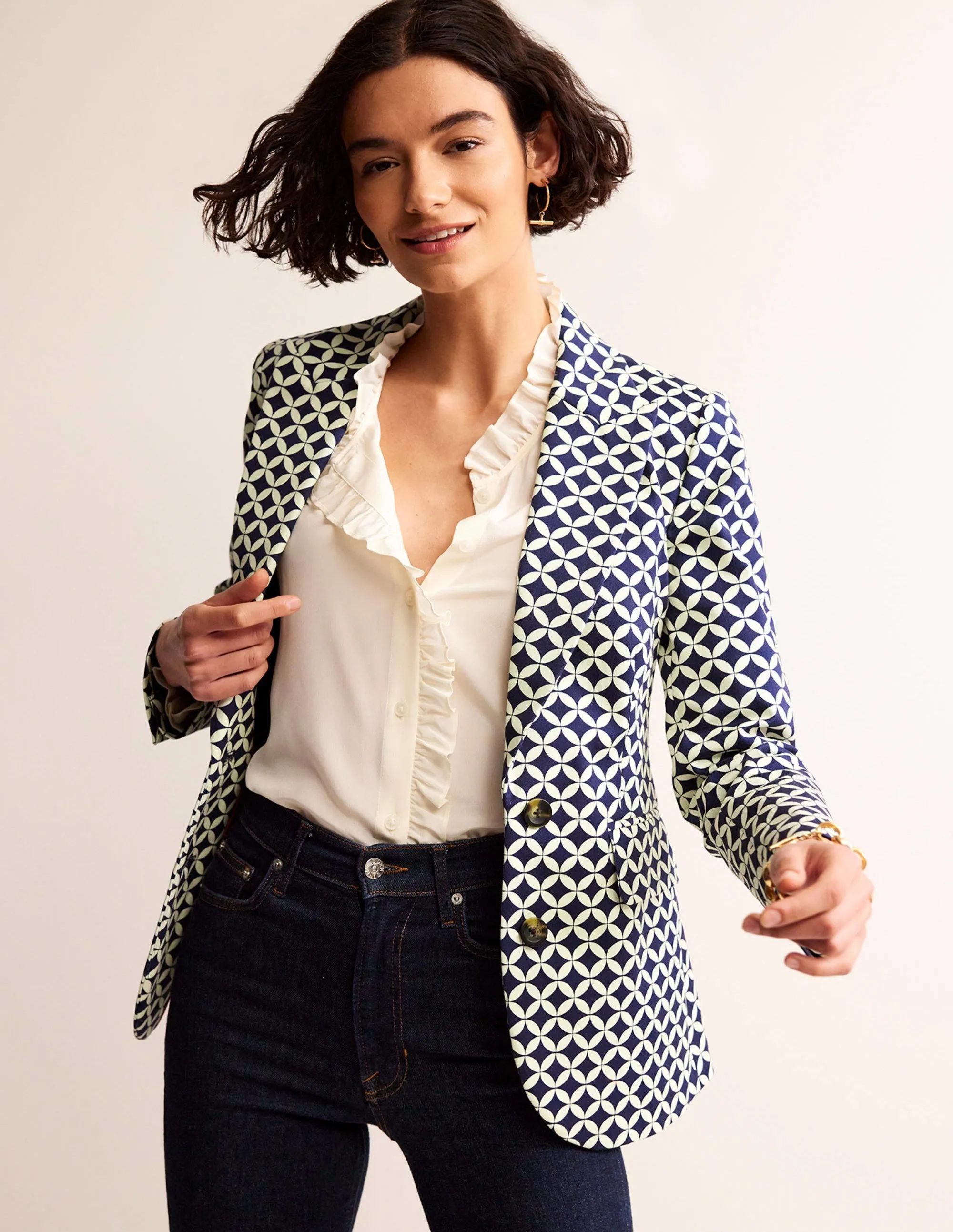 Marylebone Bi-Stretch Blazer-Navy, Diamond Terrace