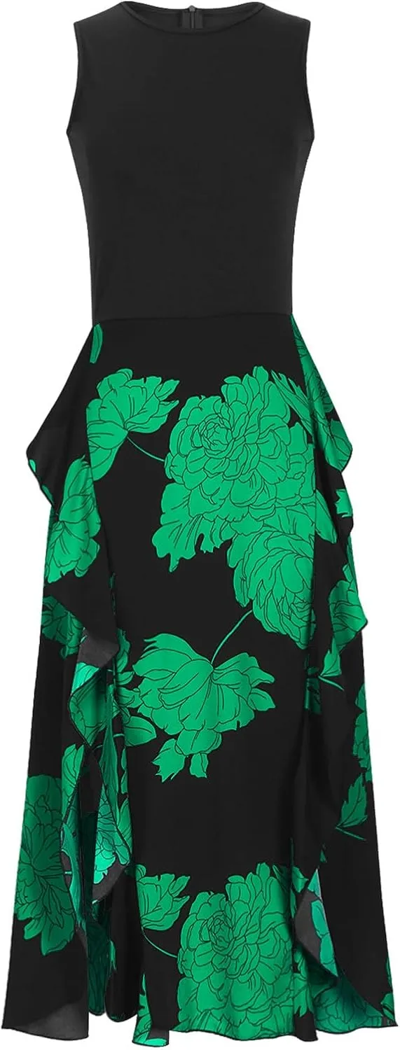 Maxi Boho Sun dresseses for Women 2024 Elegant Sleeveless Split Beach Long Flowy Dress Casual Summer Floral Dresses